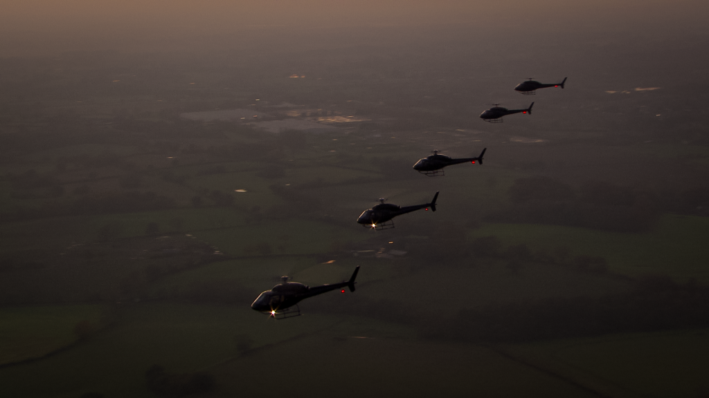 GB Helicopters fleet flying in formation for I'm a Celebrity Get Me Out of Here.