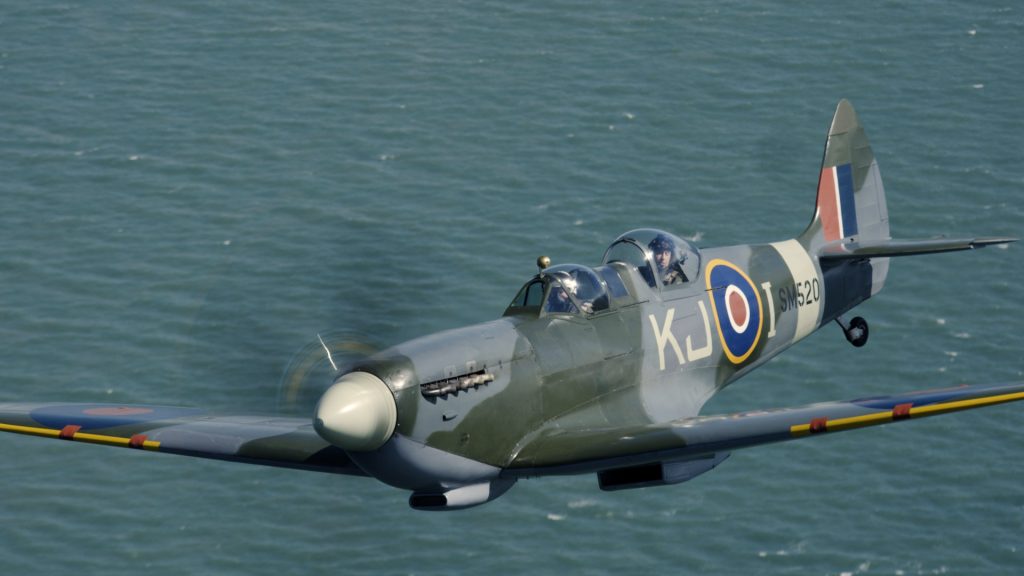 Alan Partidge sat inside a flying spitfire for BBC's This Time with Alan Partidge. 