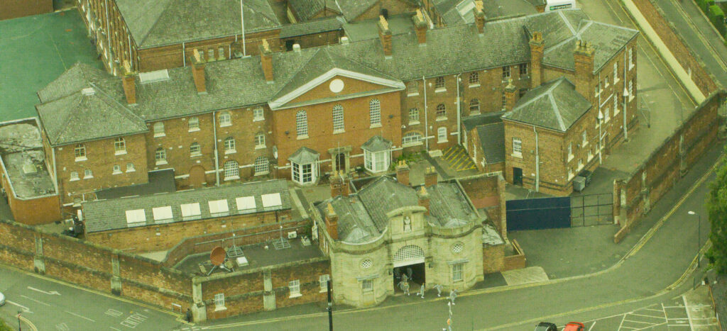 Aerial shot of Shrewsbury Prison for Celebrity Hunted